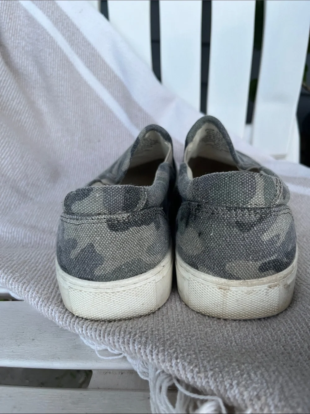 J. Crew Men’s Camo Canvas Slip-On Sneakers - Olive Green/Gray